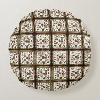 christmas cheer quilt type design round pillow