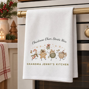 Christmas Cheer Starts Here Personalised Kitchen Towel