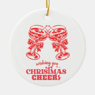 Christmas Cheers and Spirits Ceramic Ornament