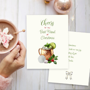 Christmas Cheers Best Friend Copper Cup Holiday Card