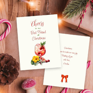 Christmas Cheers Best Friend Raspberry Cocktail Holiday Card