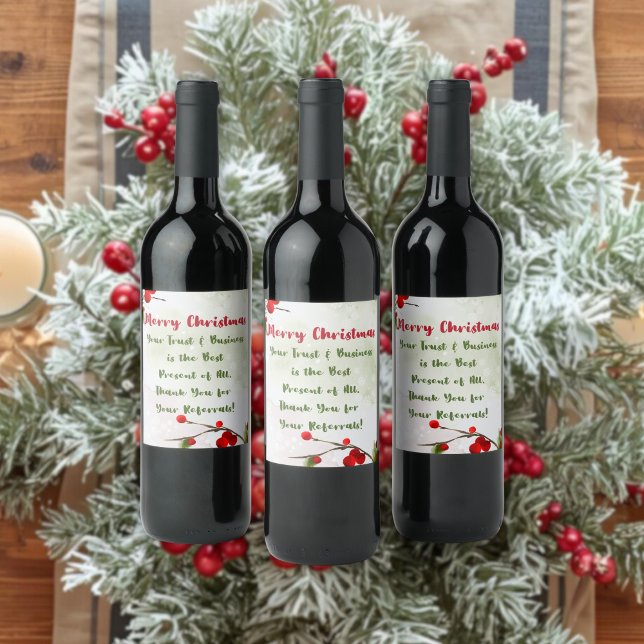 Christmas | Cheers Client for Business & Referrals Wine Label (Creator Uploaded)