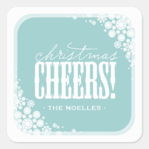 Christmas Cheers Elegant Snowflakes Modern Holiday Square Sticker