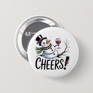 Christmas Cheers Snowman Kitchen Wine Kitchen 2 Inch Round Button