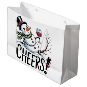 Christmas Cheers Snowman Kitchen Wine Kitchen Large Gift Bag