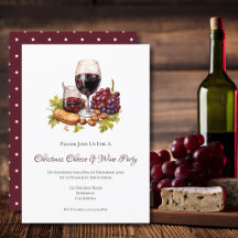 Christmas Cheese & Wine Party Watercolor