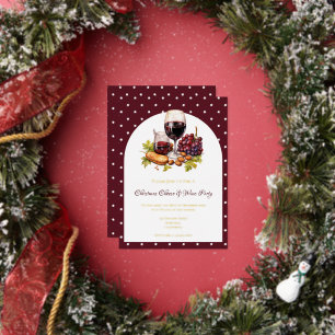 Christmas Cheese & Wine Theme Foil Invitation