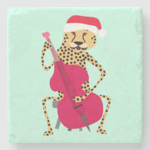 Christmas Cheetah Playing Bass