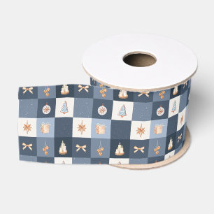Christmas Chequered Pattern Grosgrain Ribbon