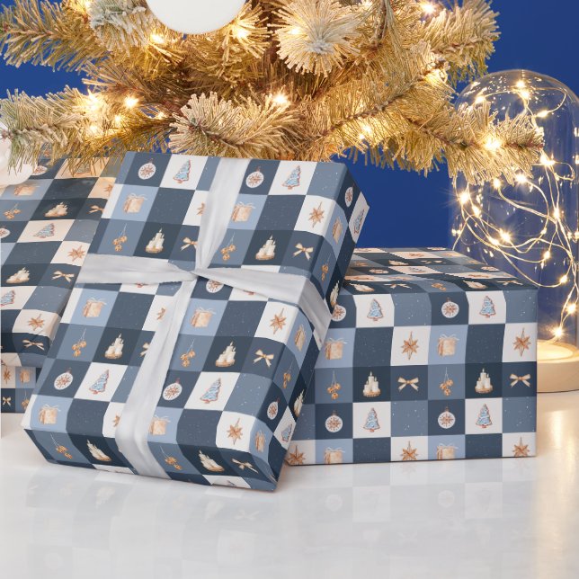 Christmas Chequered Pattern Wrapping Paper (Holidays)