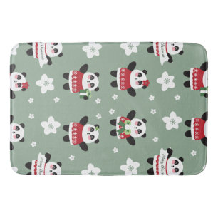 Christmas Cherry Blossom Panda Bath Mat