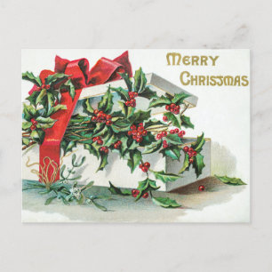 Christmas cherry vintage art with wishes holiday p postcard