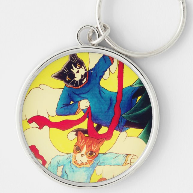 Christmas Cherub Cats Keychain (Front)