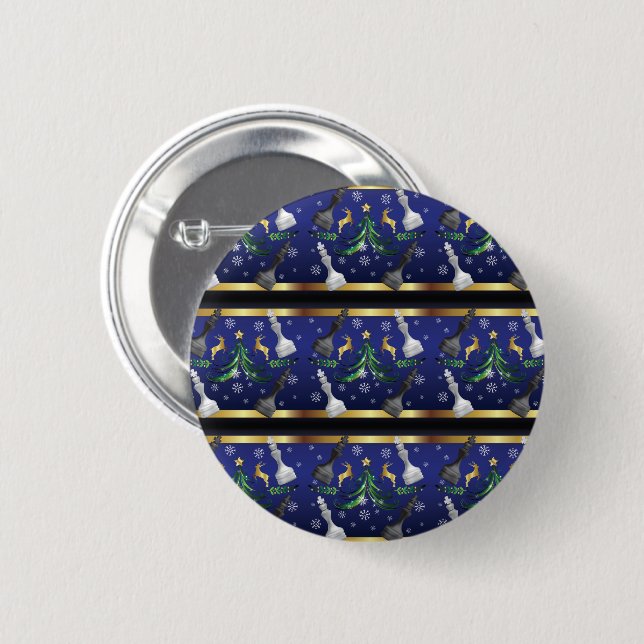 Christmas Chess Pieces - Snowflakes Xmas Tree 2 Inch Round Button (Front & Back)