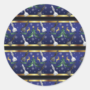 Christmas Chess Pieces - Snowflakes Xmas Tree Classic Round Sticker