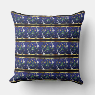 Christmas Chess Pieces - Snowflakes Xmas Tree Throw Pillow