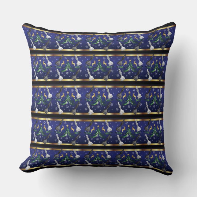 Christmas Chess Pieces - Snowflakes Xmas Tree Throw Pillow (Front)