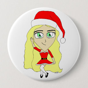 Christmas chibi 4 inch round button