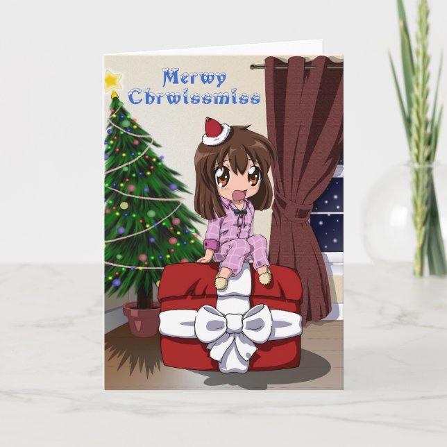Christmas Chibi Anime Holiday Card (Front)
