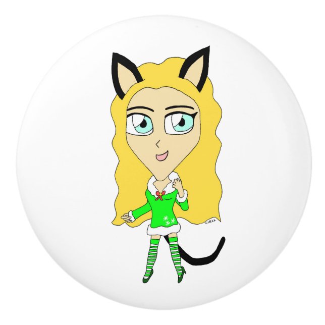 Christmas chibi    ceramic knob (Front)