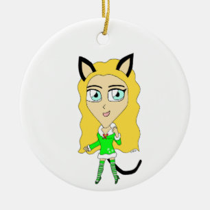 Christmas chibi    ceramic ornament