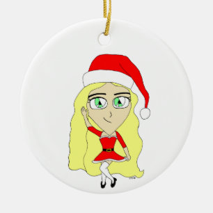 Christmas chibi ceramic ornament