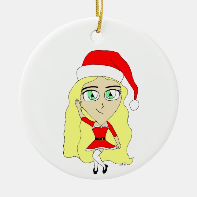 Christmas chibi   ceramic ornament (Front)