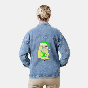 Christmas chibi denim jacket