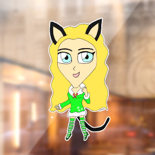 Christmas chibi window cling