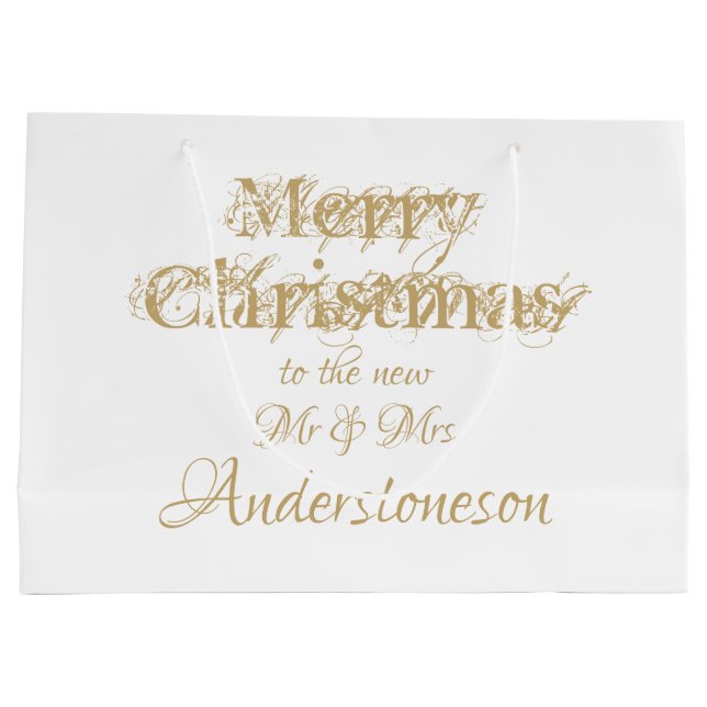 Christmas Chic Script New Mr And Mrs Cool Wedding  Large Gift Bag (Back)