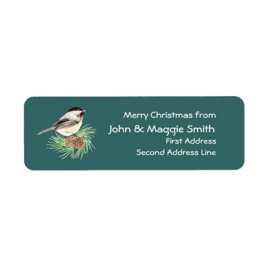 Christmas Chickadee Address Name Label Customize Return Address Label
