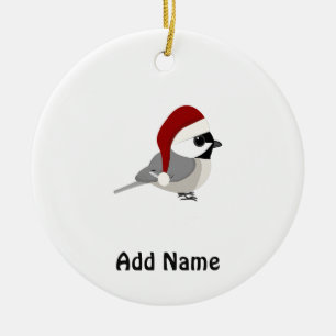 Christmas Chickadee Ceramic Ornament