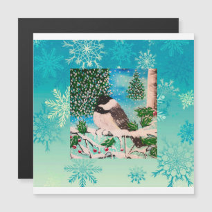 Christmas Chickadee Chatter Magnetic Invitation