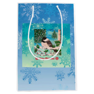 Christmas Chickadee Chatter Medium Gift Bag