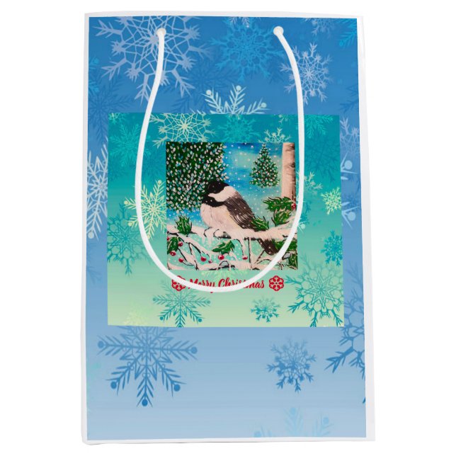 Christmas Chickadee Chatter  Medium Gift Bag (Front)