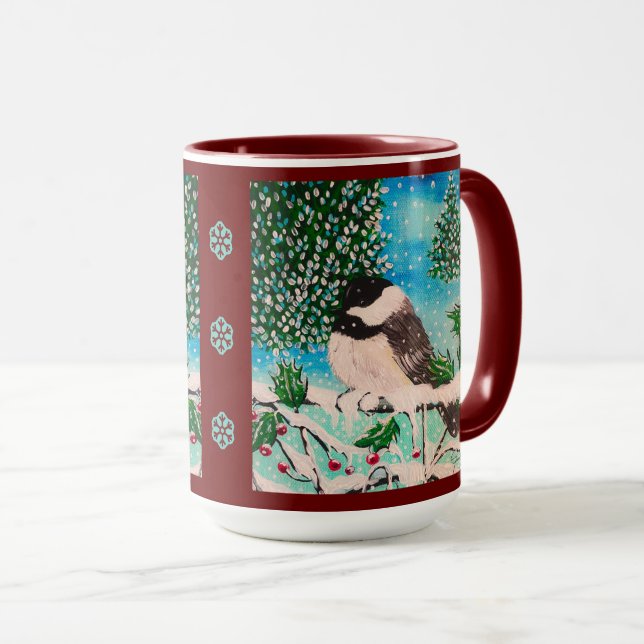 Christmas Chickadee Chatter Mug (Front Right)