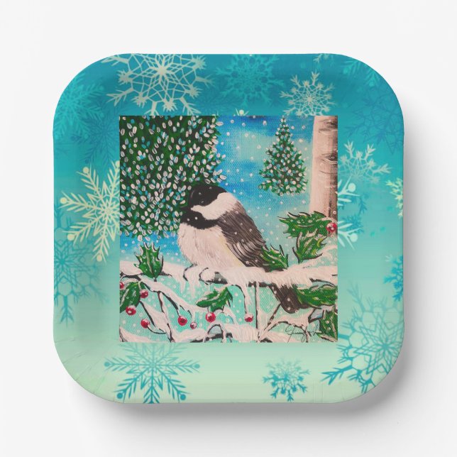 Christmas Chickadee Chatter Plate (Front)