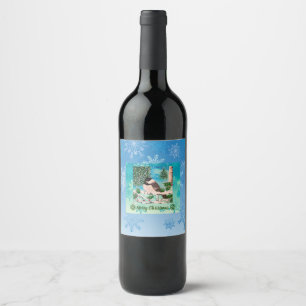 Christmas Chickadee Chatter Wine Label
