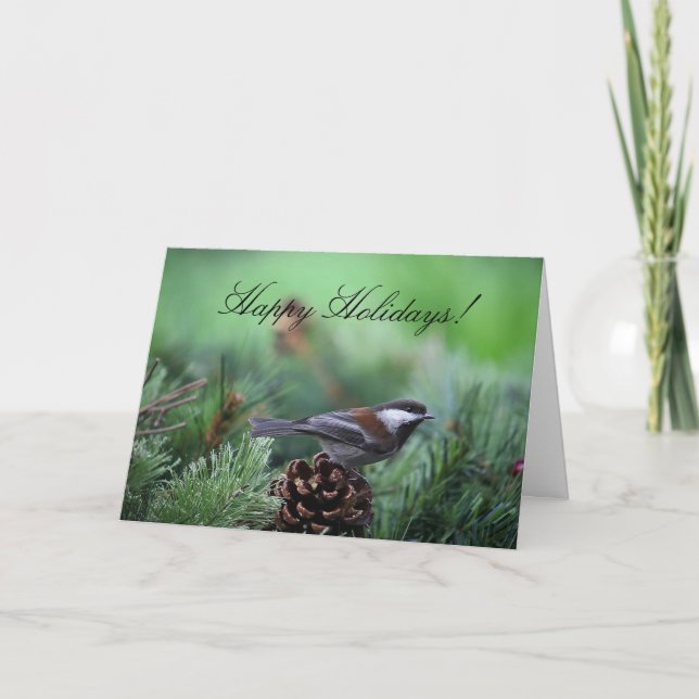 Christmas chickadee greeting card (Front)
