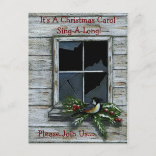 CHRISTMAS: CHICKADEE: INVITATION POSTCARD