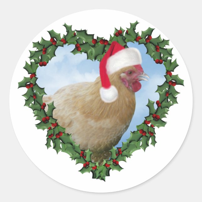 Christmas Chicken *  Buff Orpington Classic Round Sticker (Front)