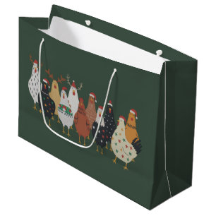 Christmas Chicken Farm Lights Animal Lovers Gift  Large Gift Bag