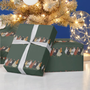 Christmas Chicken Farm Lights Animal Lovers Gift  Wrapping Paper