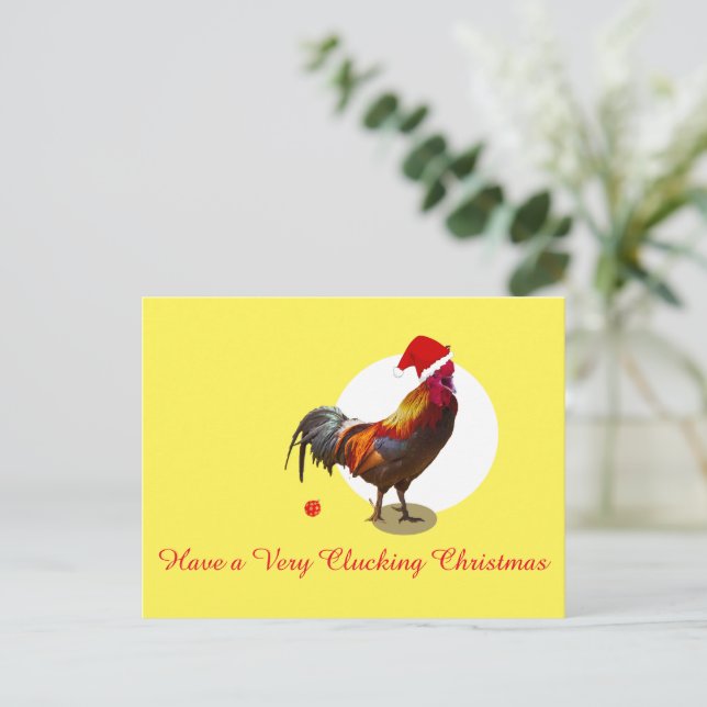 Christmas Chicken Fun Santa Hat Yellow Holiday Pos (Standing Front)