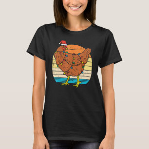 Christmas Chicken Hen Santa Hat Farmer Xmas Farm M T-Shirt