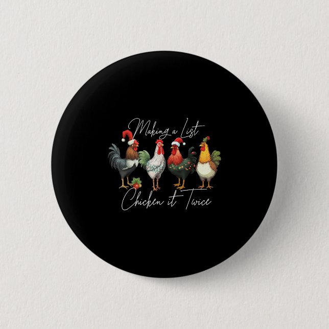 Christmas Chicken Lover Xmas Santa Hat Funny Farm  2 Inch Round Button (Front)