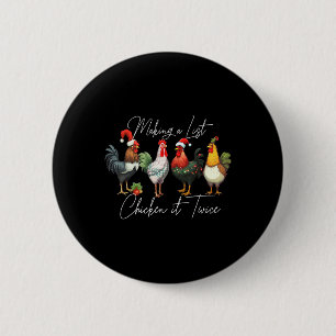 Christmas Chicken Lover Xmas Santa Hat Light Funny 2 Inch Round Button