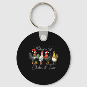 Christmas Chicken Lover Xmas Santa Hat Light Funny Keychain