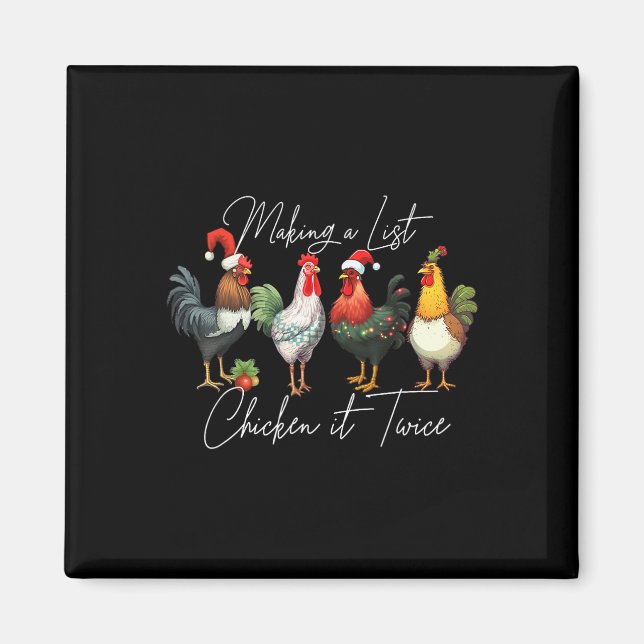 Christmas Chicken Lover Xmas Santa Hat Light Funny Magnet (Front)