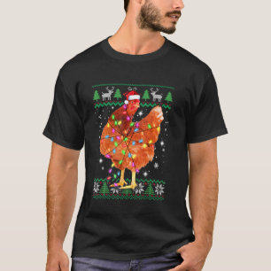 Christmas Chicken Santa Hat Xmas Lights Chicken Ug T-Shirt